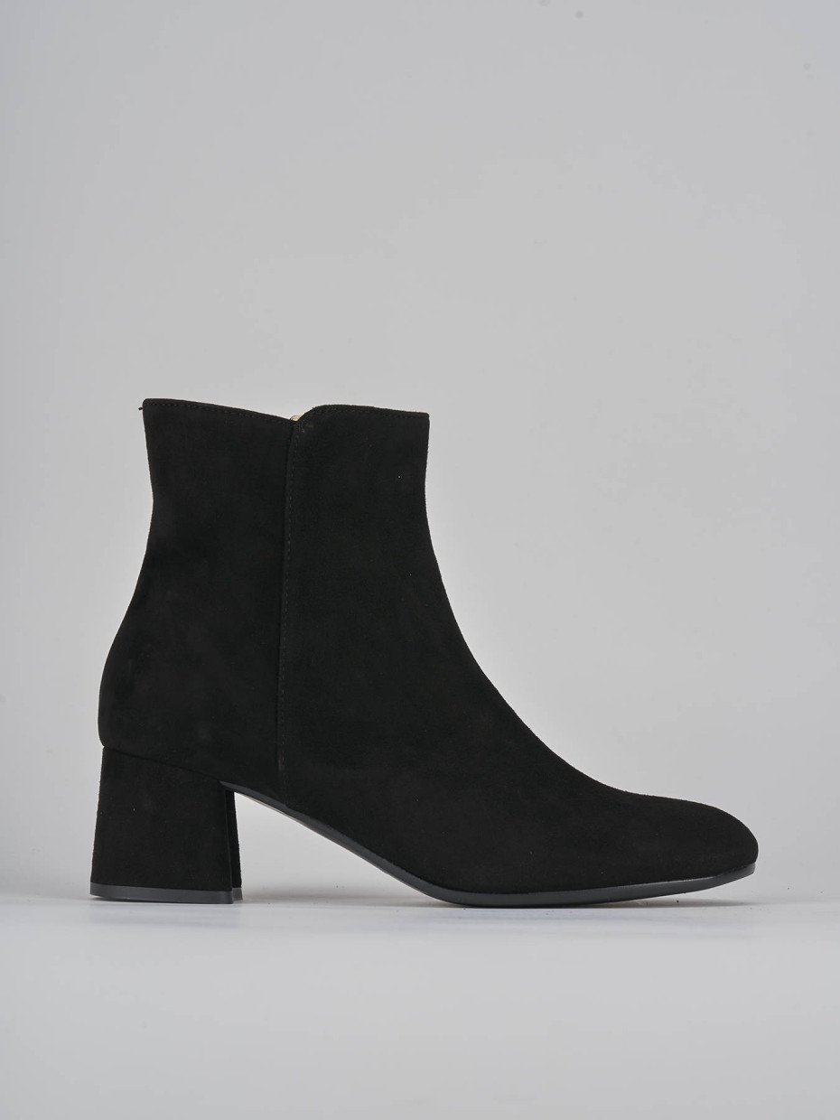 High heel ankle boots heel 6 cm black suede