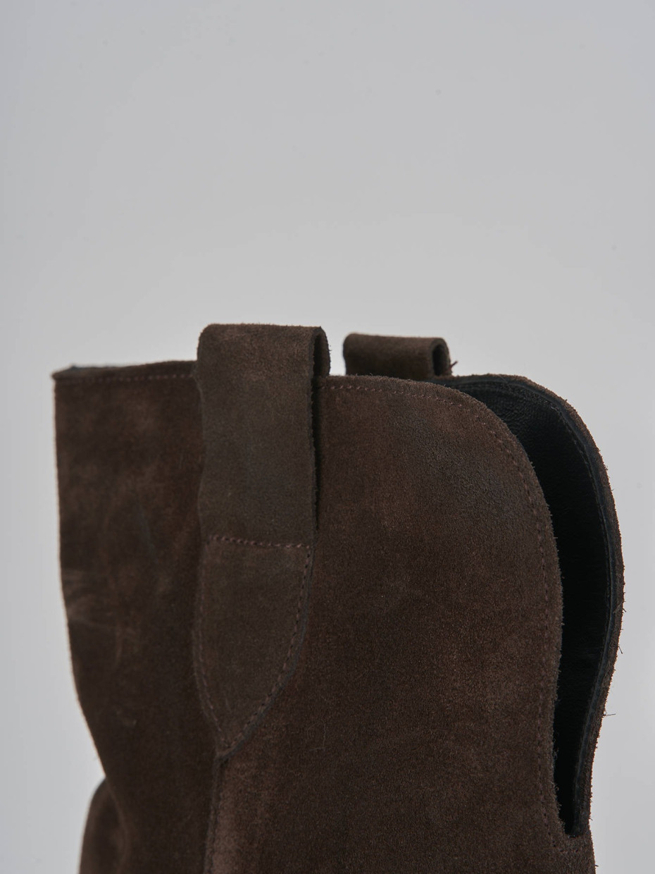 High heel boots heel 5 cm dark brown suede