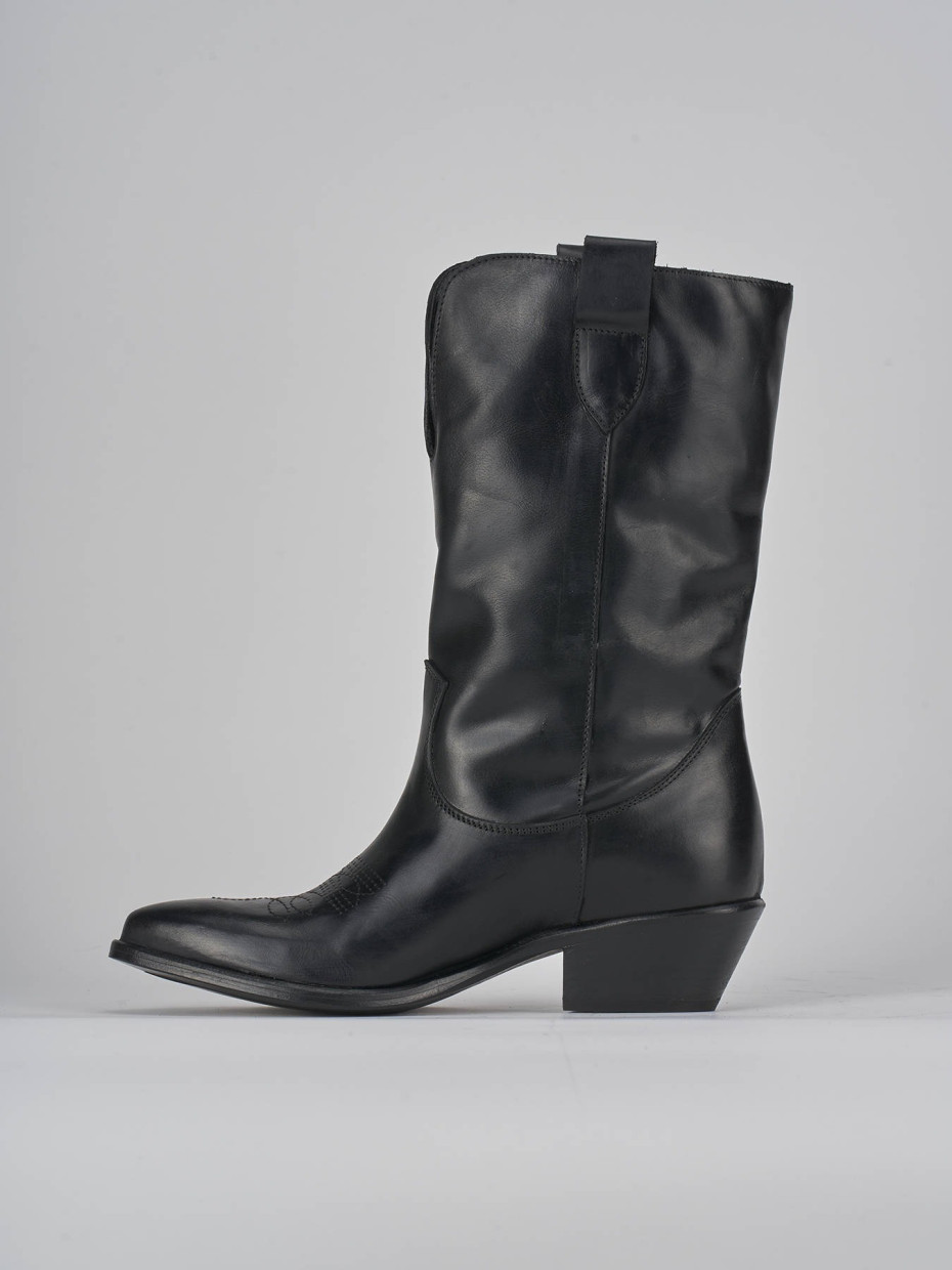 Stivali tacco 5cm pelle nero