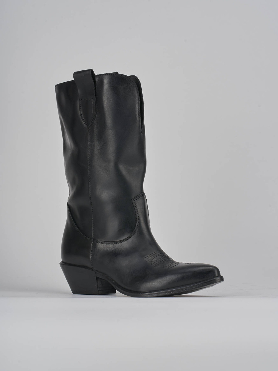 Stivali tacco 5cm pelle nero