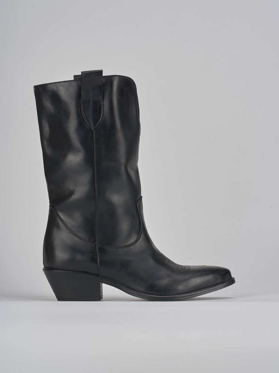 Stivali tacco 5cm pelle nero