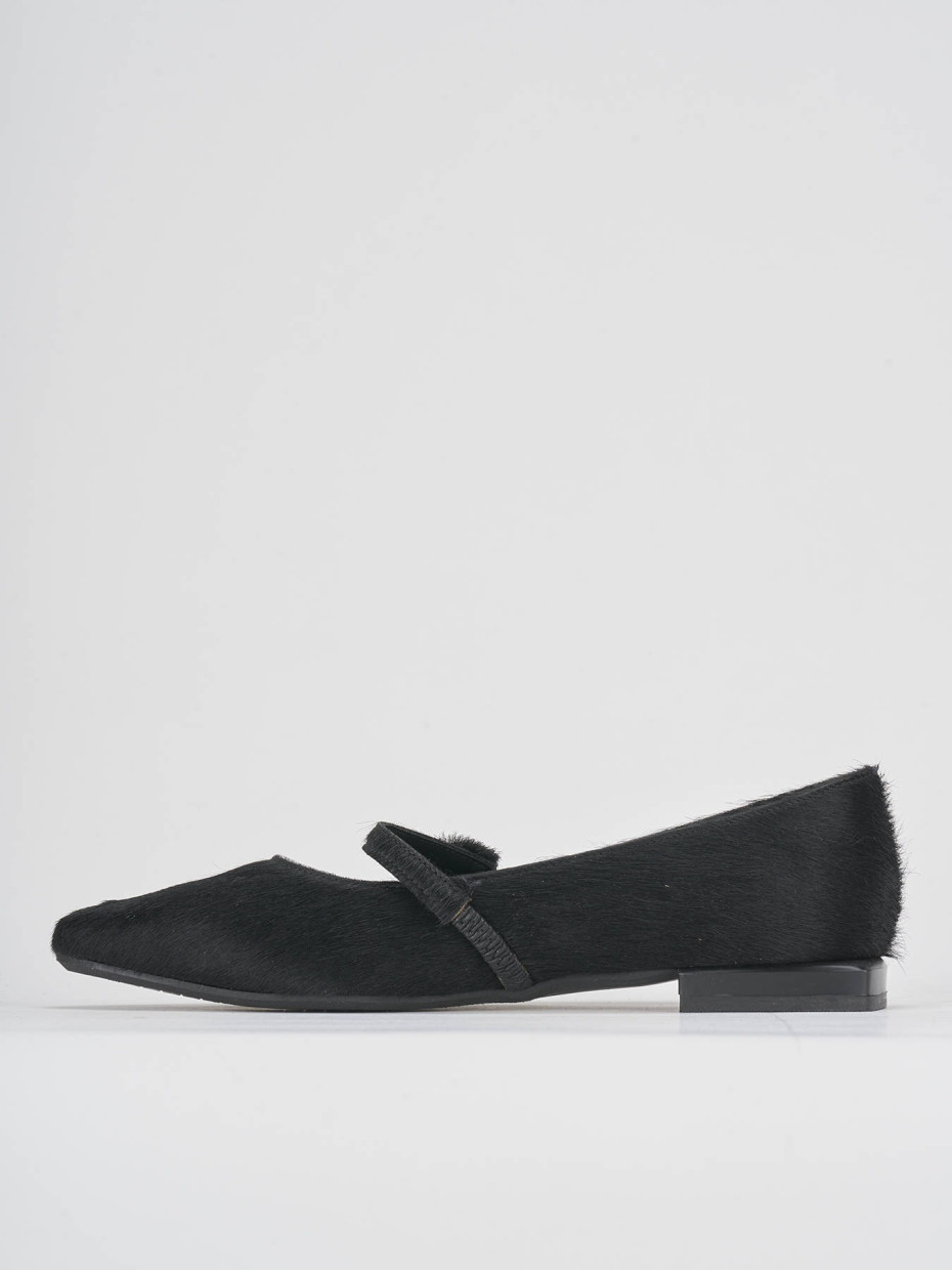 Ballerine tacco 1cm cavallino nero