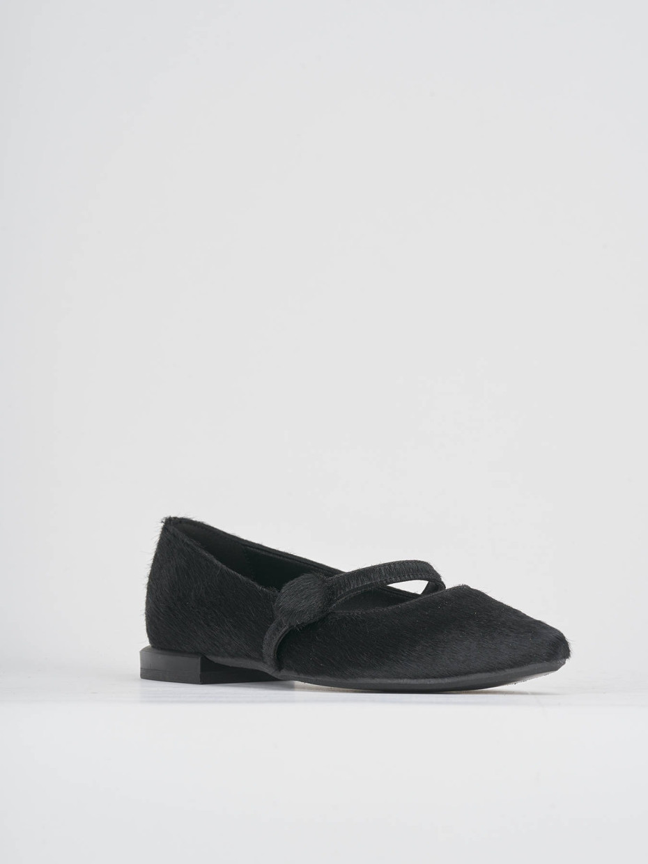 Ballerine tacco 1cm cavallino nero