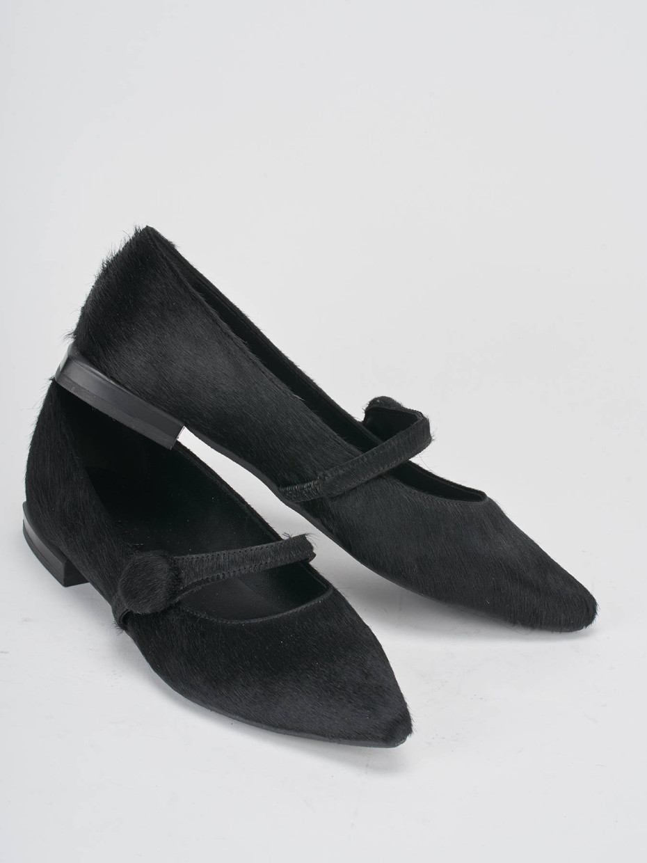 Ballerine tacco 1cm cavallino nero