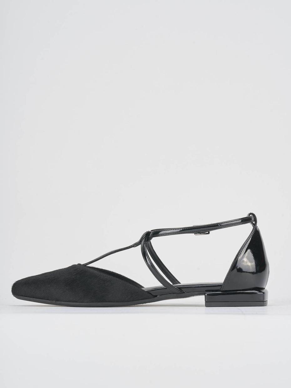 Ballerine tacco 1cm cavallino nero