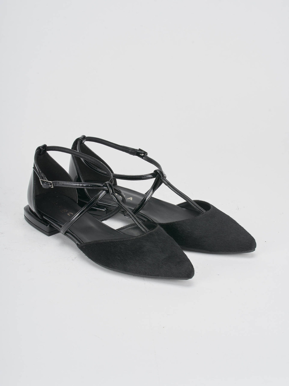 Flat shoes heel 1 cm black horsy