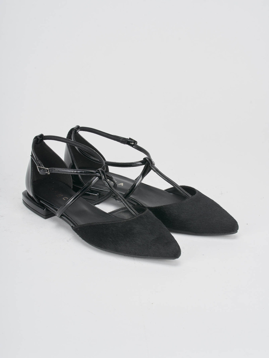 Ballerine tacco 1cm cavallino nero