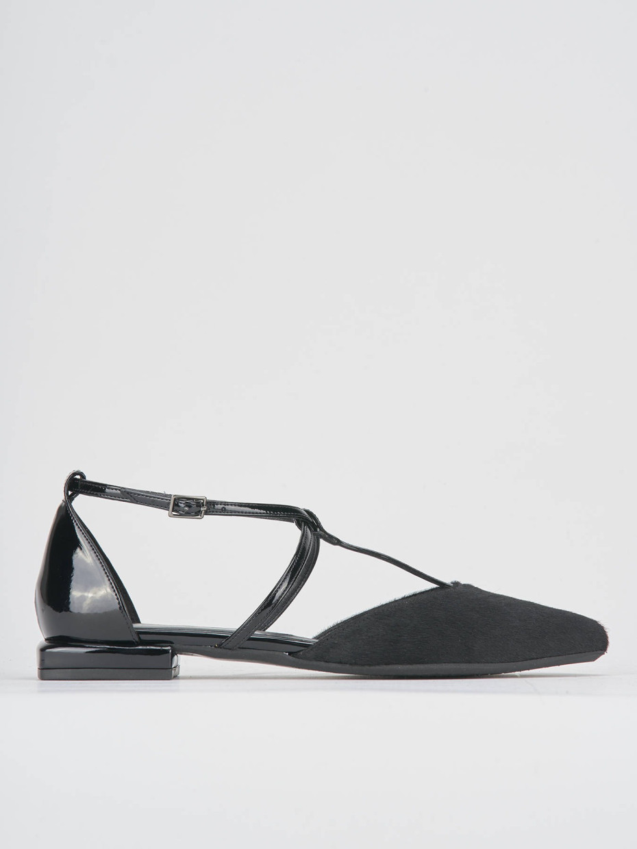 Ballerine tacco 1cm cavallino nero