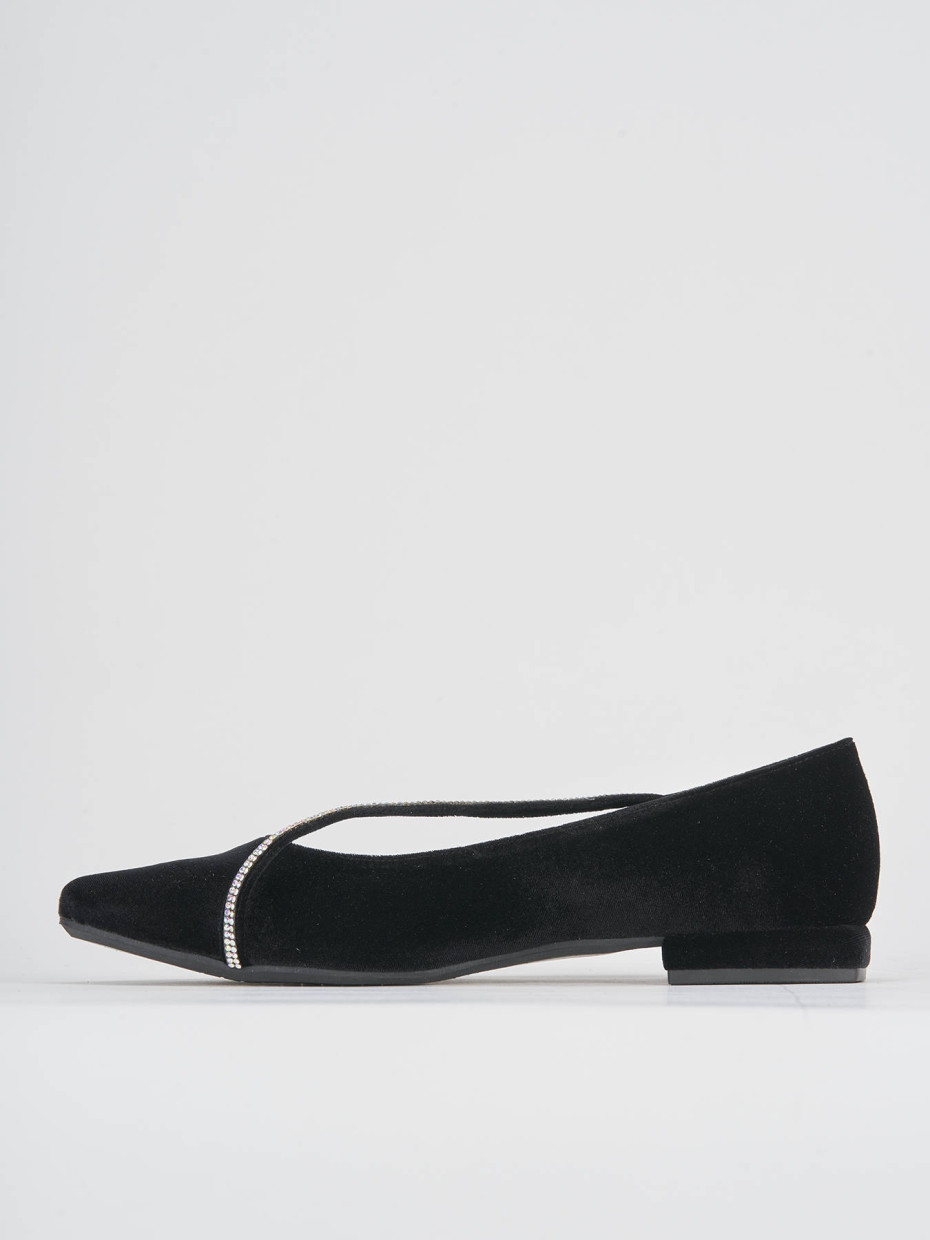 Flat shoes heel 1 cm black velvet
