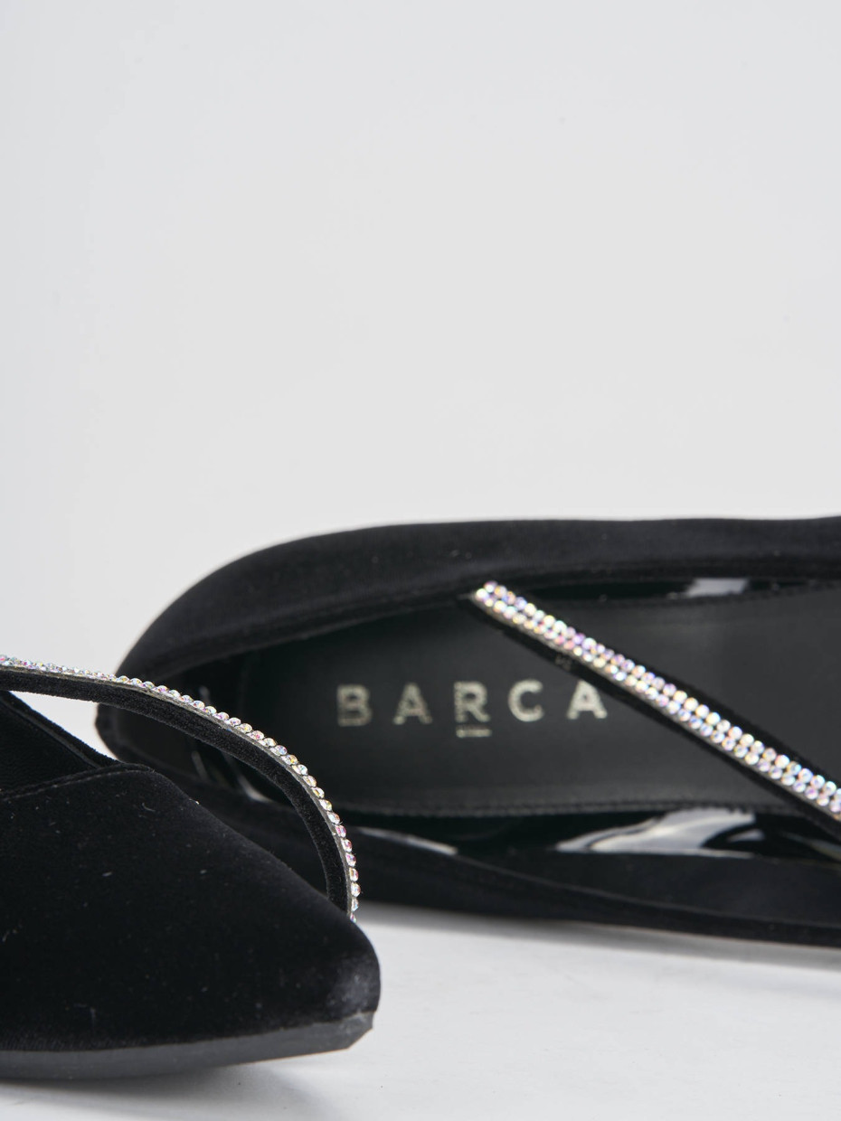 Flat shoes heel 1 cm black velvet