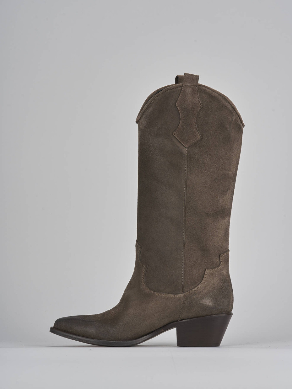 High heel boots heel 5 cm beige suede