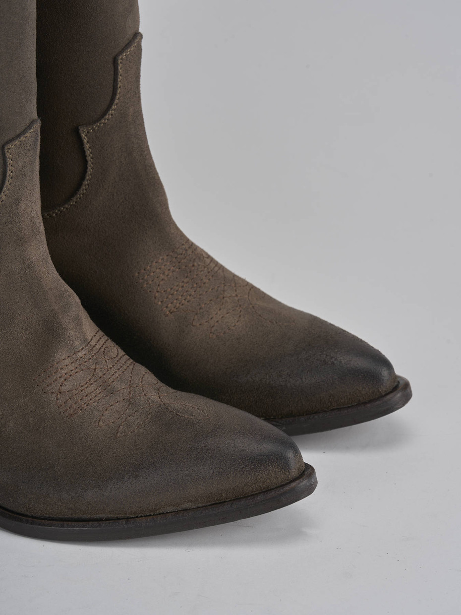 High heel boots heel 5 cm beige suede
