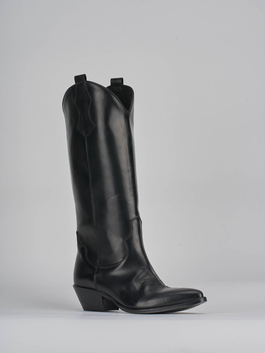 Stivale tacco 5 cm nero pelle