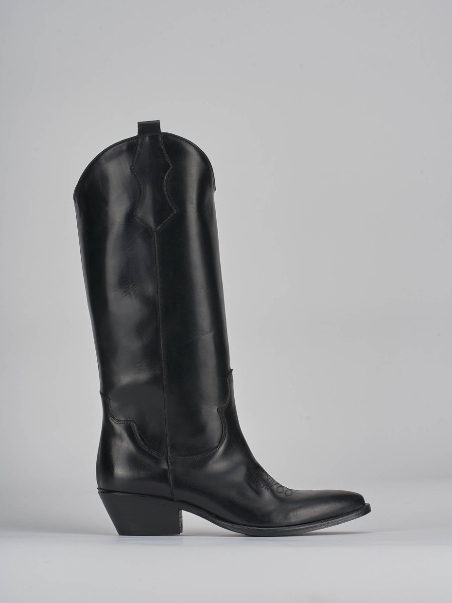 Stivale tacco 5 cm nero pelle