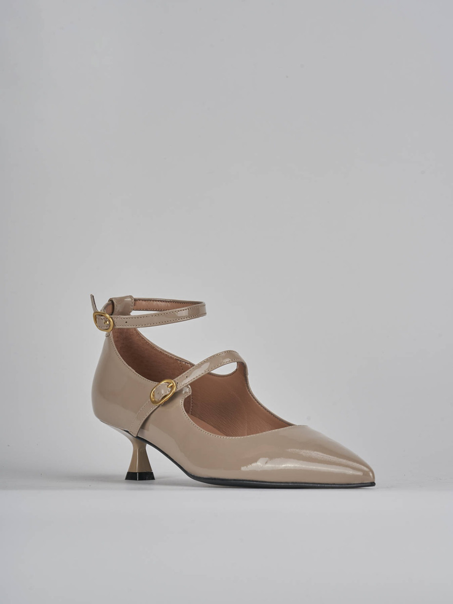 Décolleté e slingback tacco 5cm vernice beige