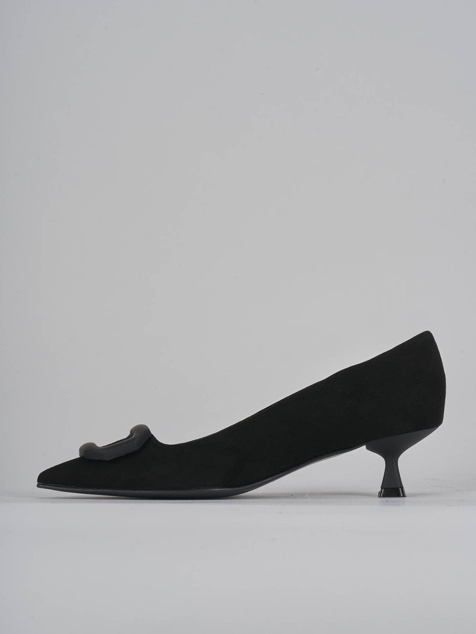 Décolleté e slingback tacco 5cm camoscio nero