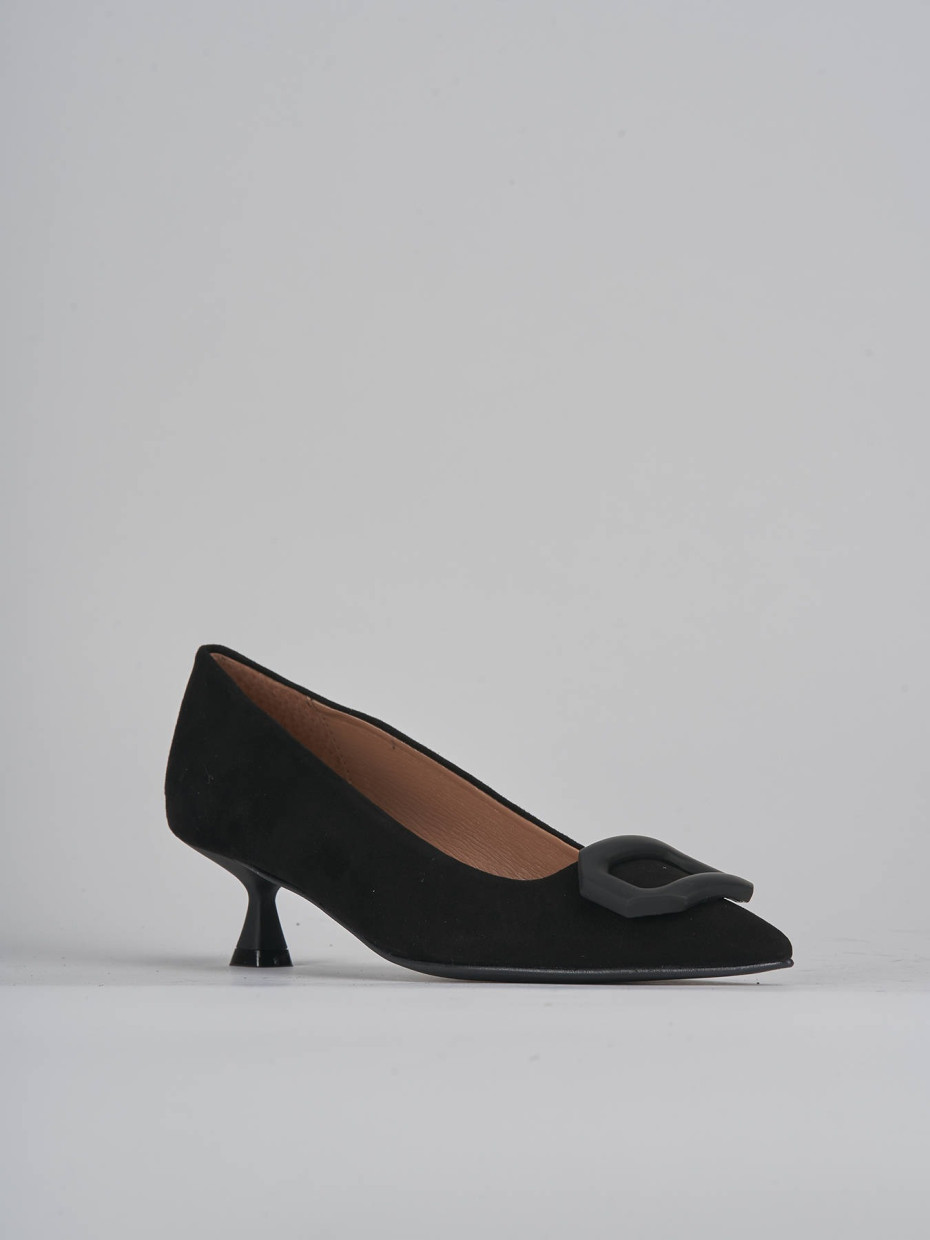 Décolleté e slingback tacco 5cm camoscio nero