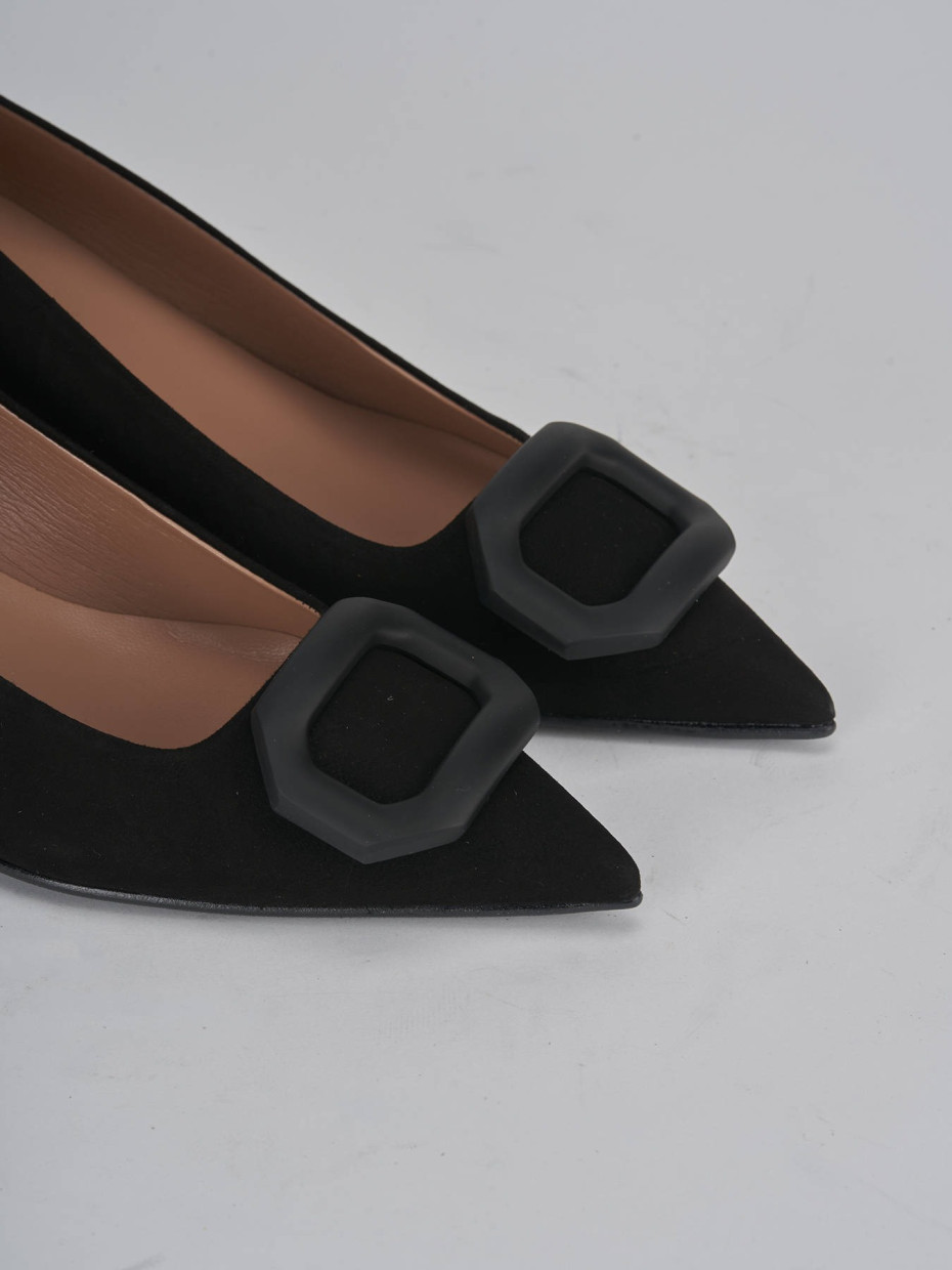 Décolleté e slingback tacco 5cm camoscio nero