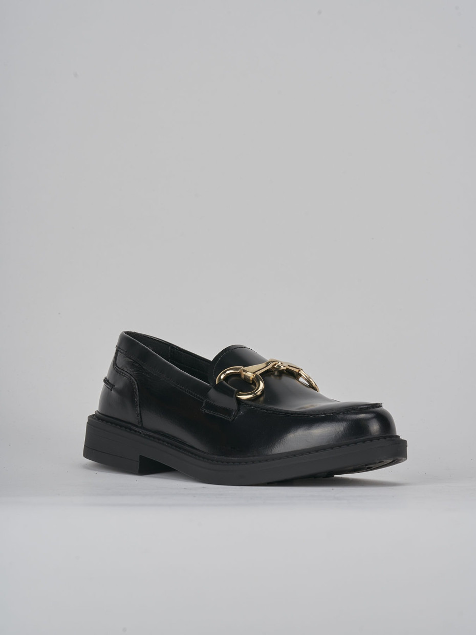 Loafers heel 1 cm black leather