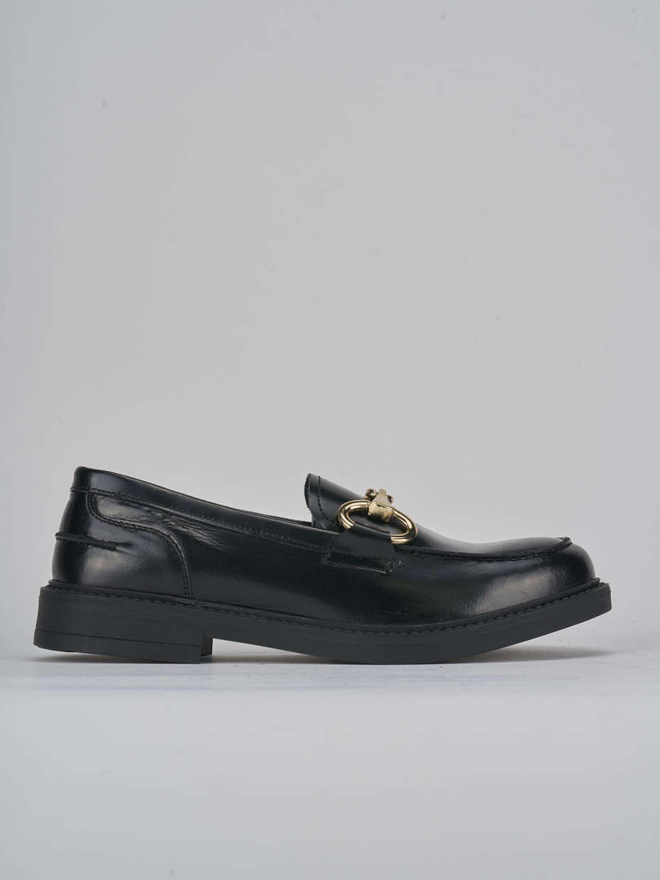 Loafers heel 1 cm black leather