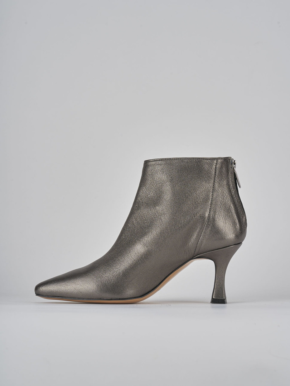 High heel ankle boots heel 7 cm grey leather