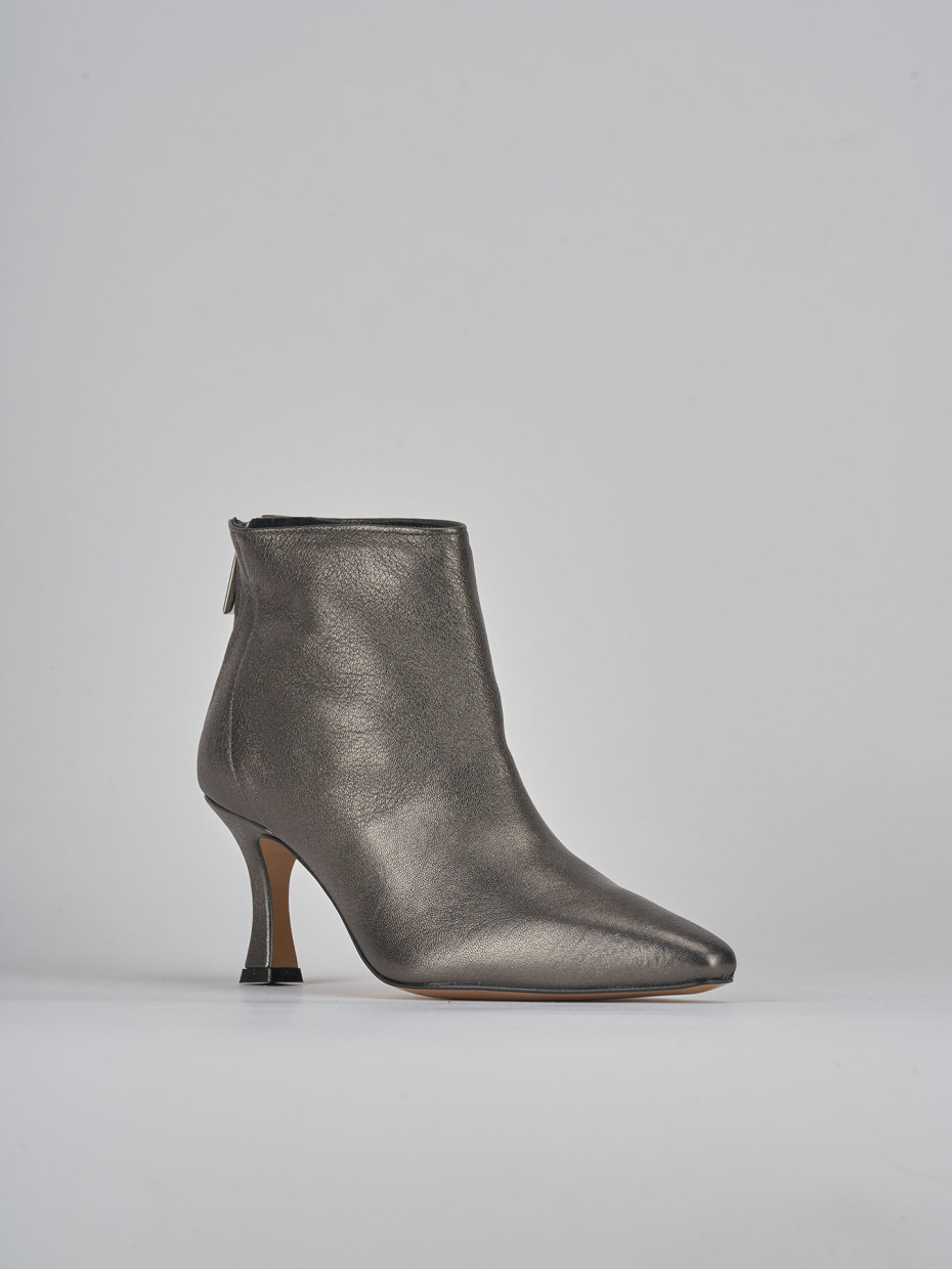 High heel ankle boots heel 7 cm grey leather