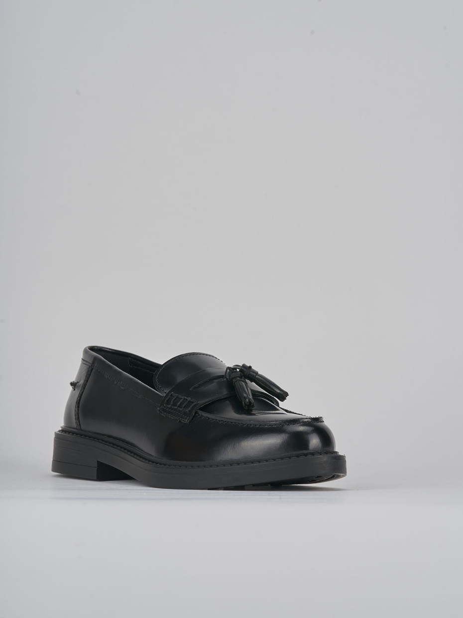 Loafers heel 1 cm black leather