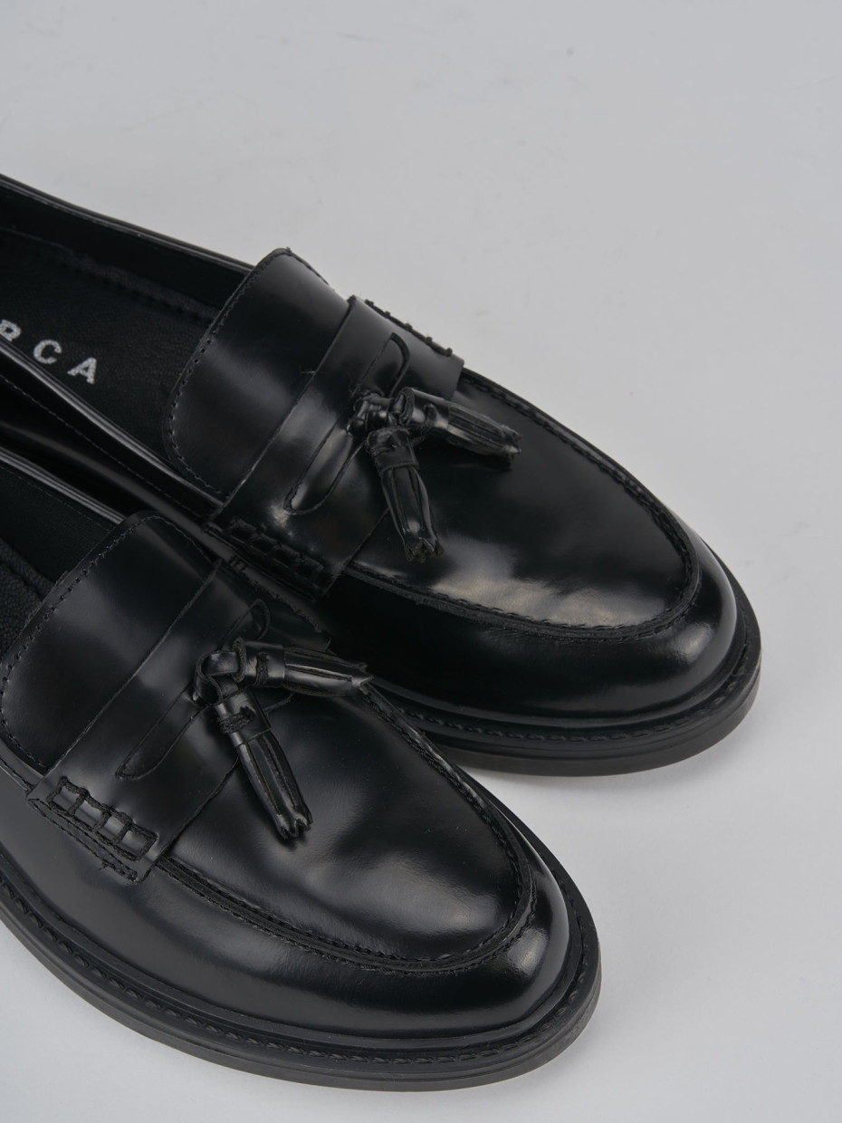 Loafers heel 1 cm black leather