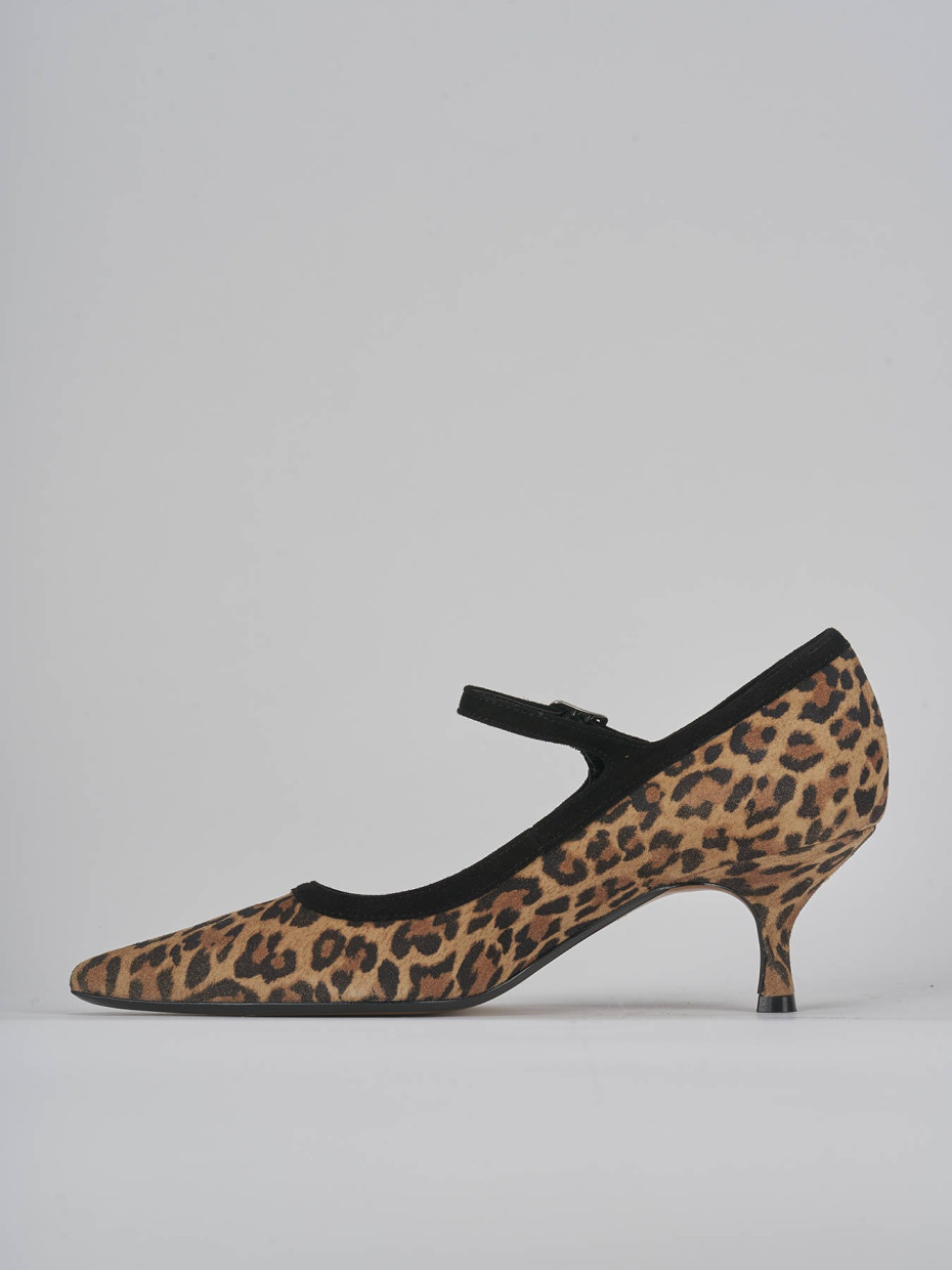 Décolleté e slingback tacco 5cm camoscio multicolor