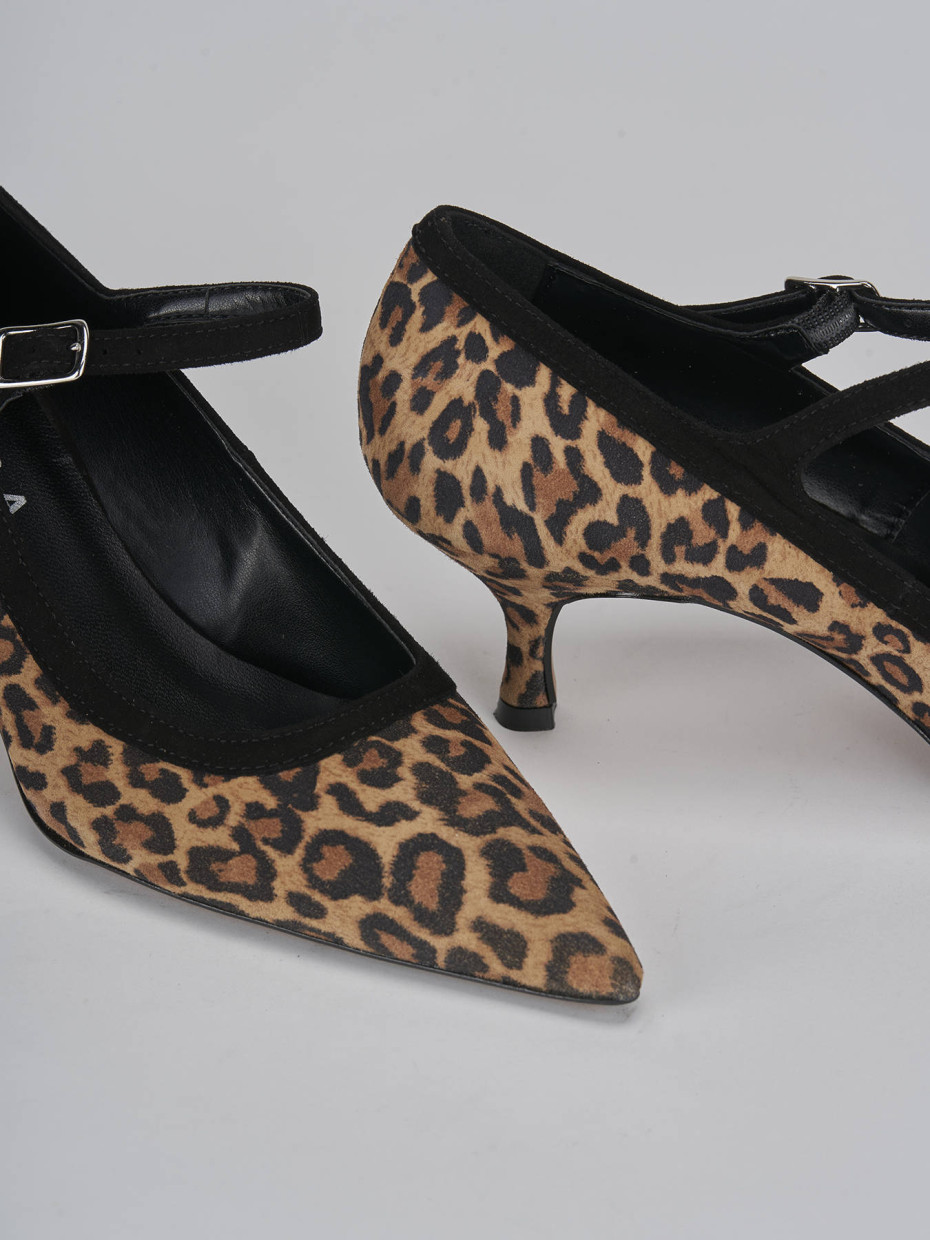 Décolleté e slingback tacco 5cm camoscio multicolor