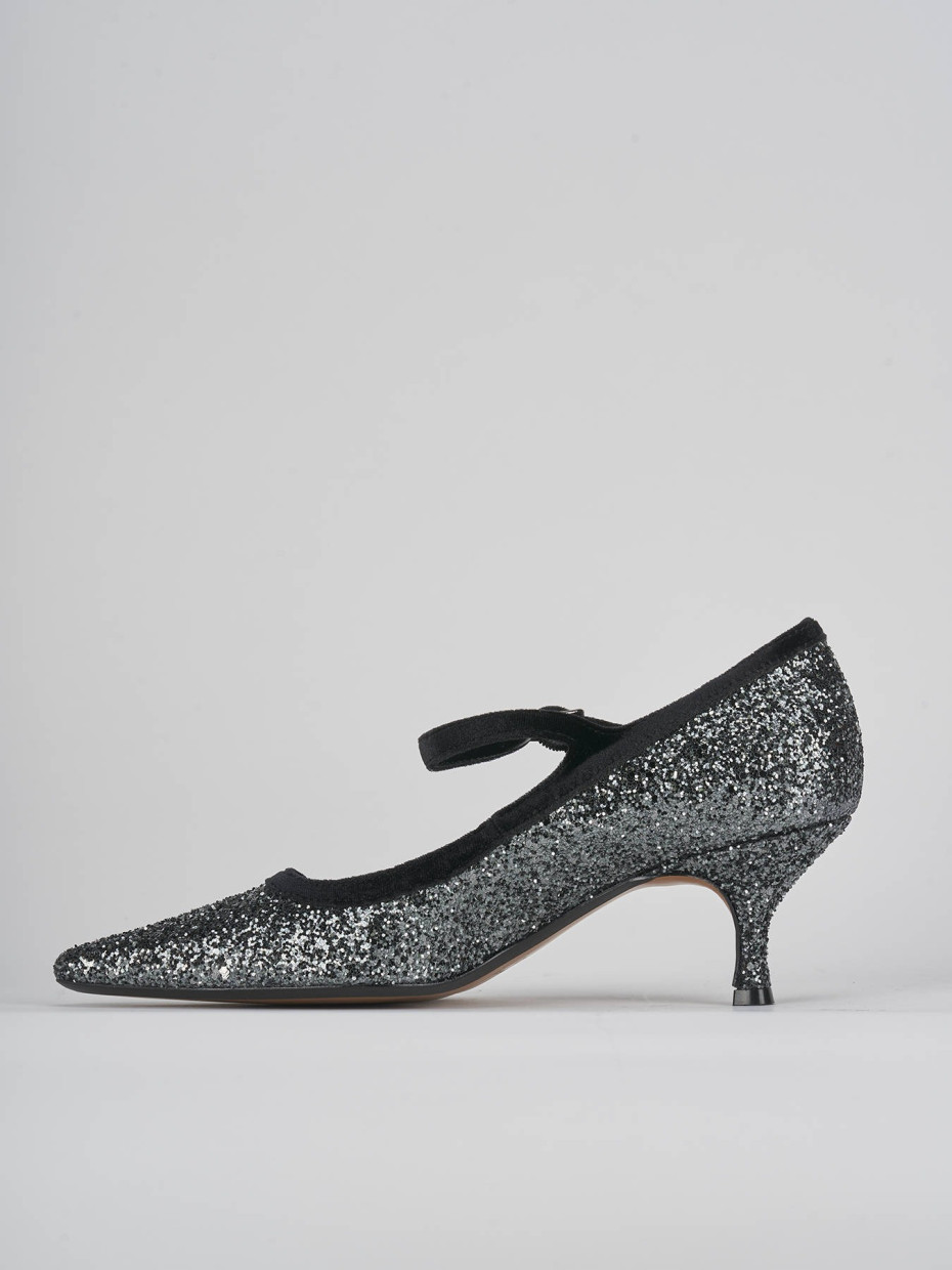 Décolleté e slingback tacco 5cm pelle argento