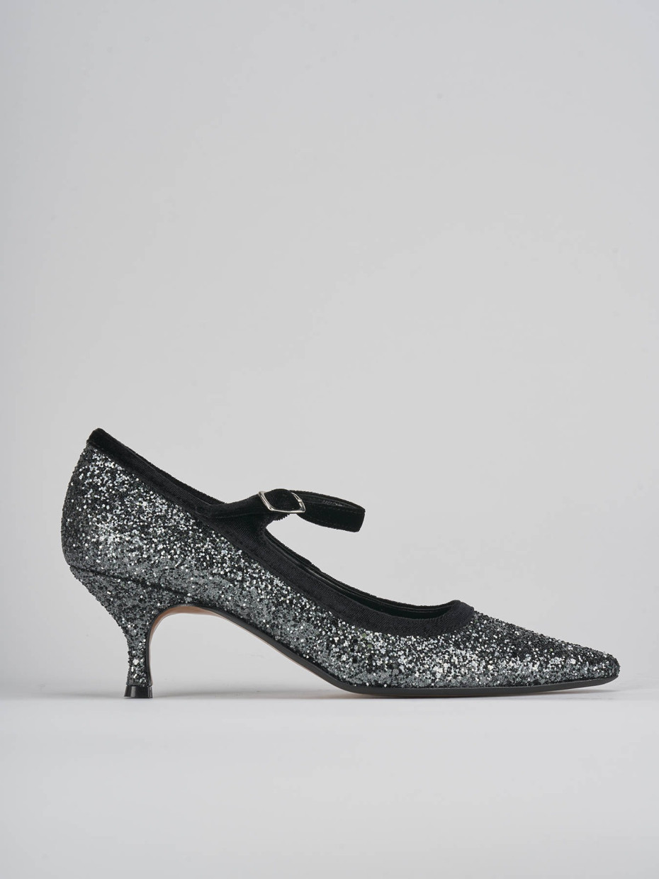 Décolleté e slingback tacco 5cm pelle argento