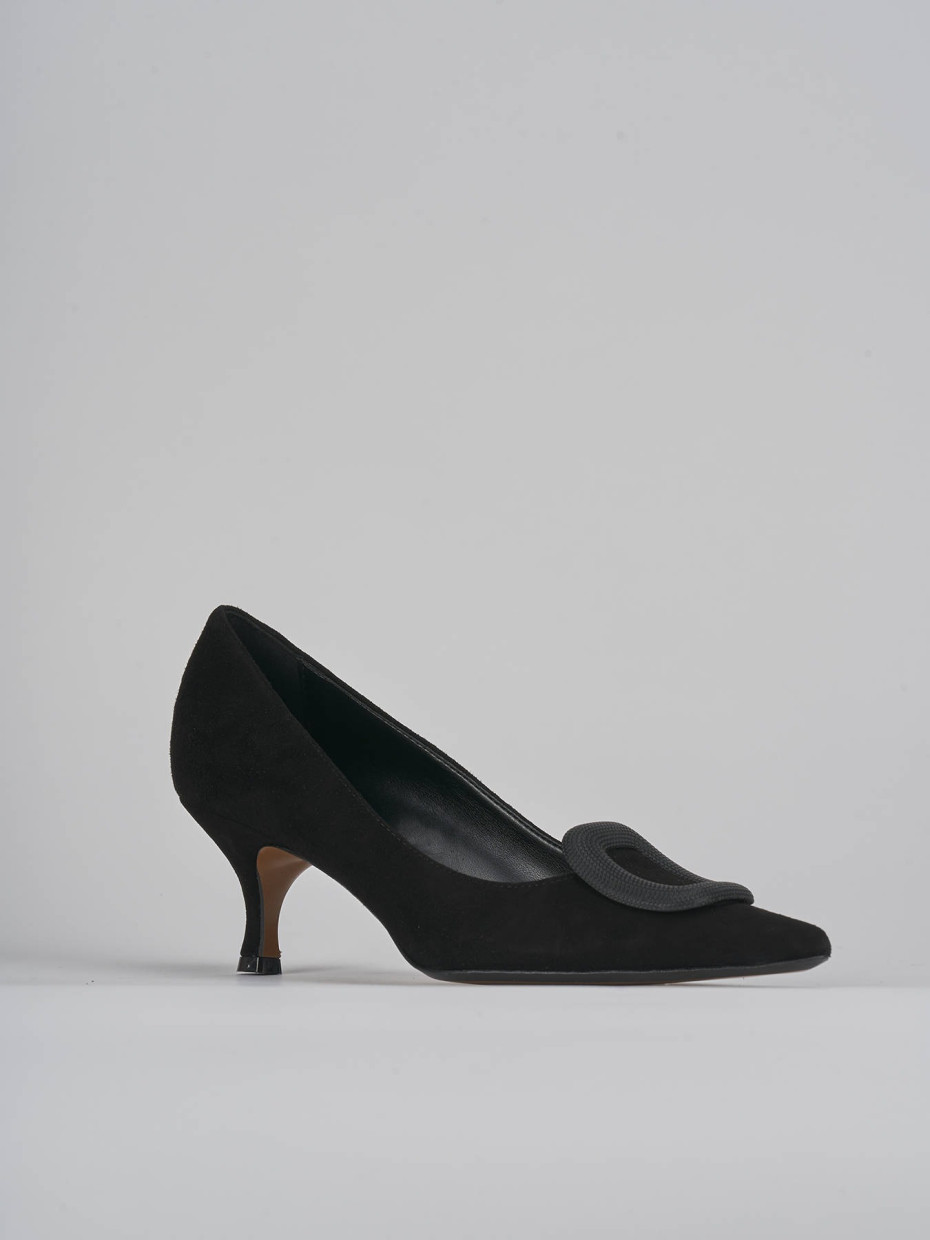 Décolleté e slingback tacco 5cm camoscio nero