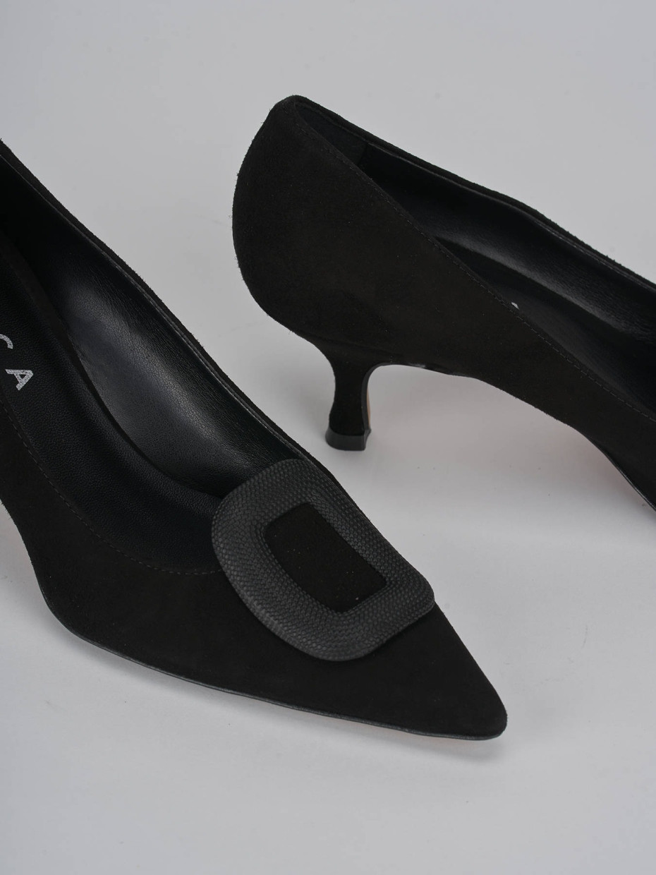 Décolleté e slingback tacco 5cm camoscio nero