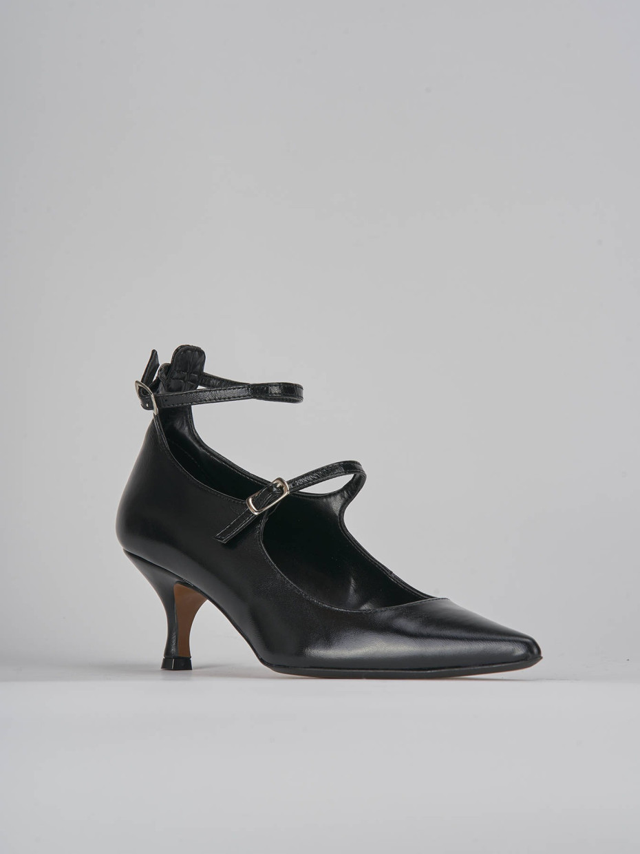 Décolleté e slingback tacco 5cm pelle nero