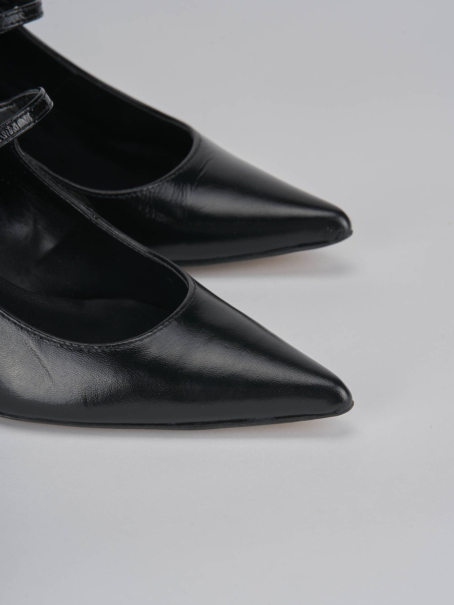Décolleté e slingback tacco 5cm pelle nero