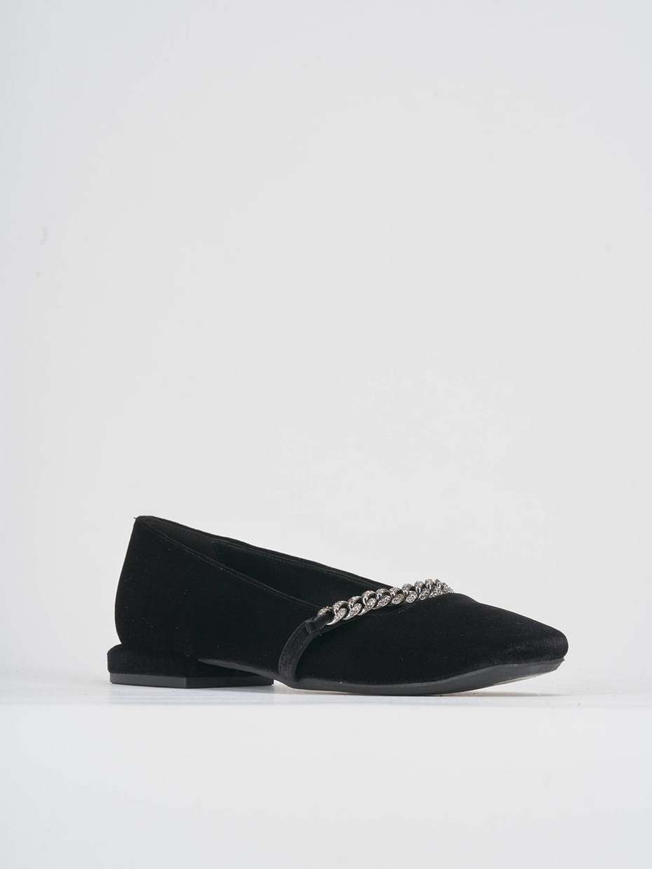 Ballerine tacco 1cm velluto nero