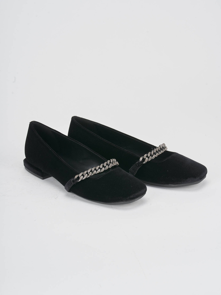 Ballerine tacco 1cm velluto nero