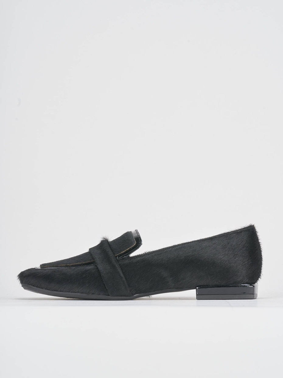 Loafers heel 1 cm black horsy