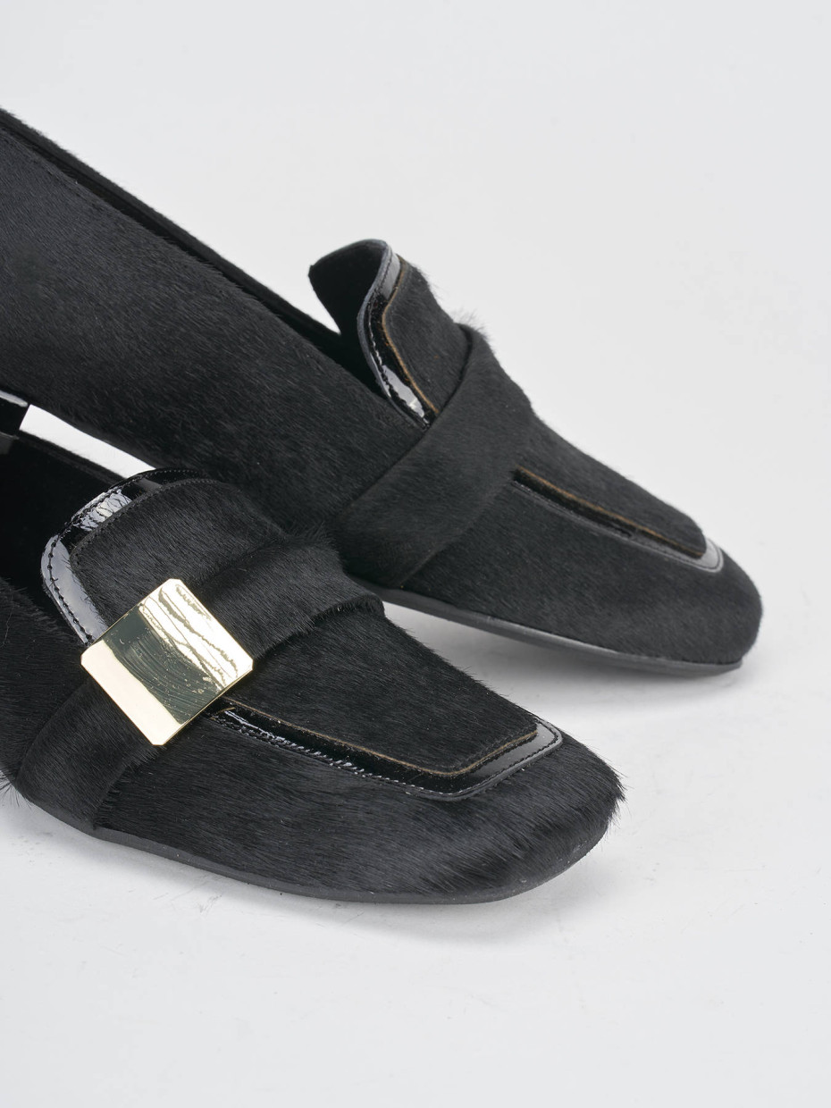 Loafers heel 1 cm black horsy