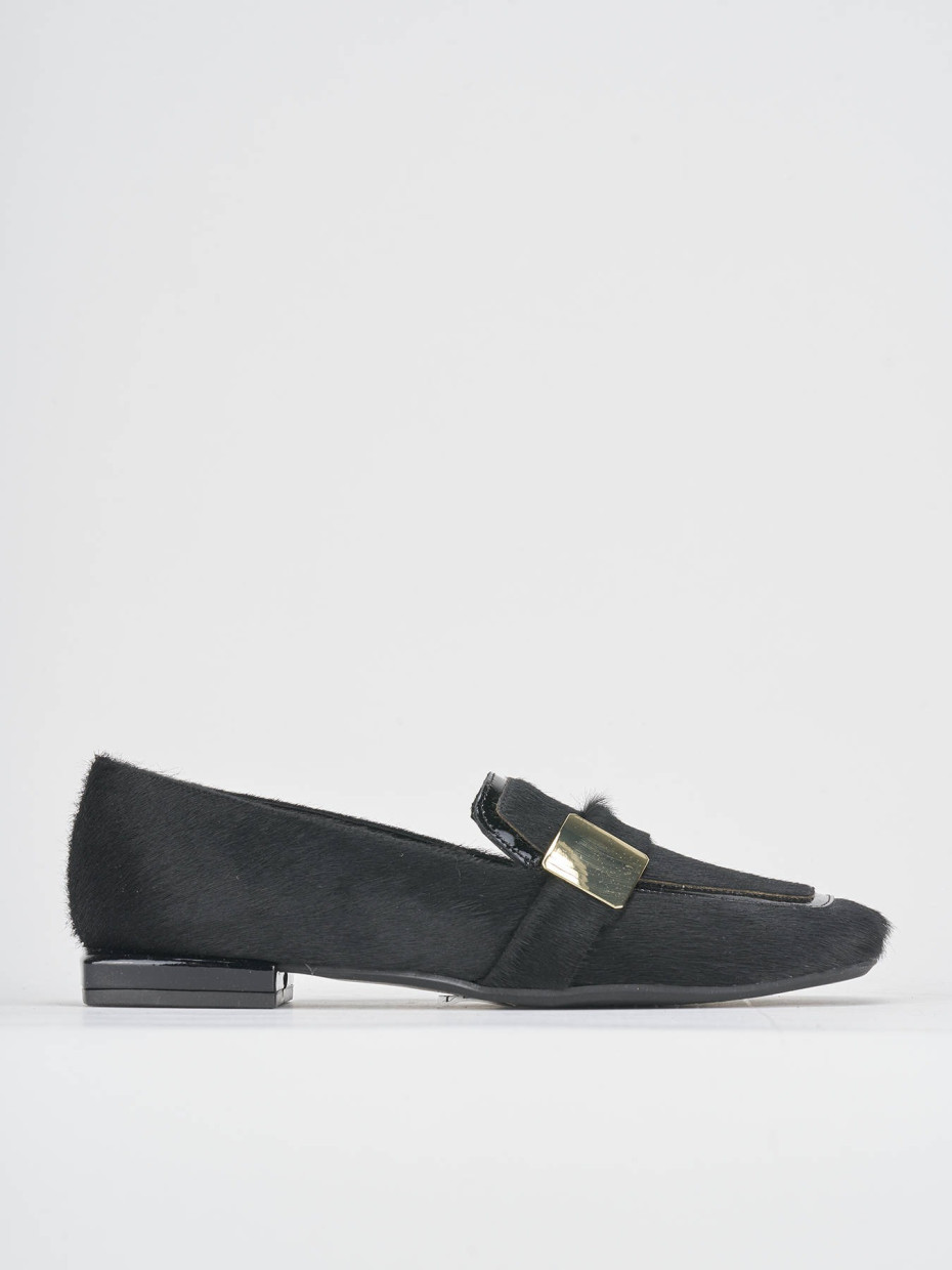 Loafers heel 1 cm black horsy