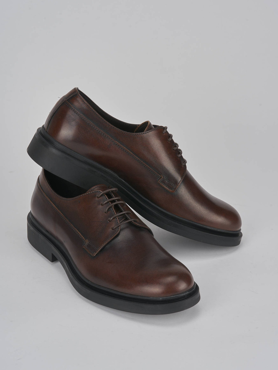 Lace-up shoes man dark brown leather | Barca Stores