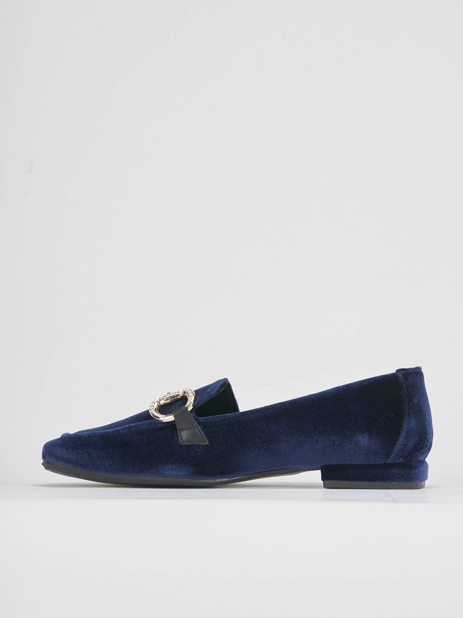 Loafers heel 1 cm blu velvet