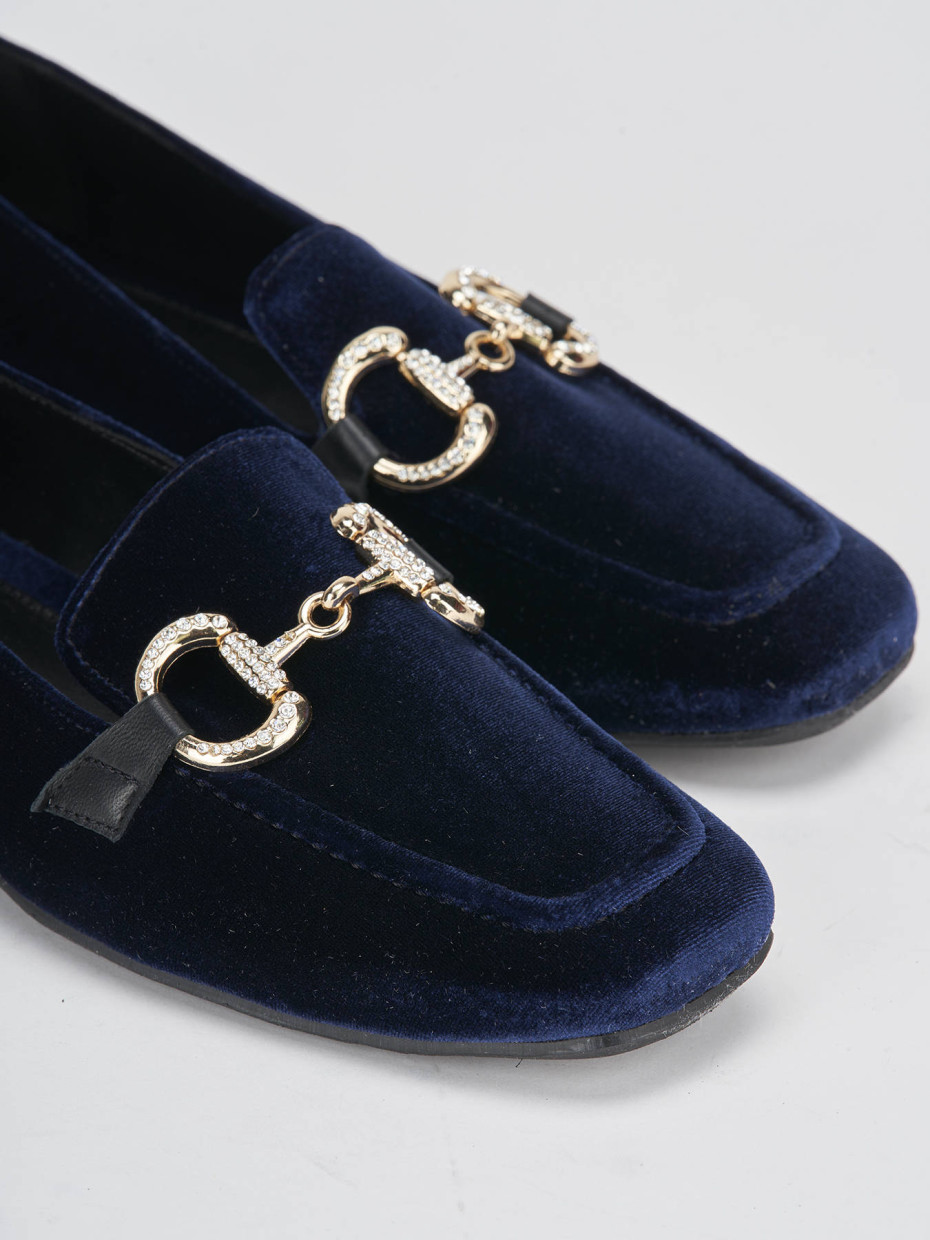 Loafers heel 1 cm blu velvet