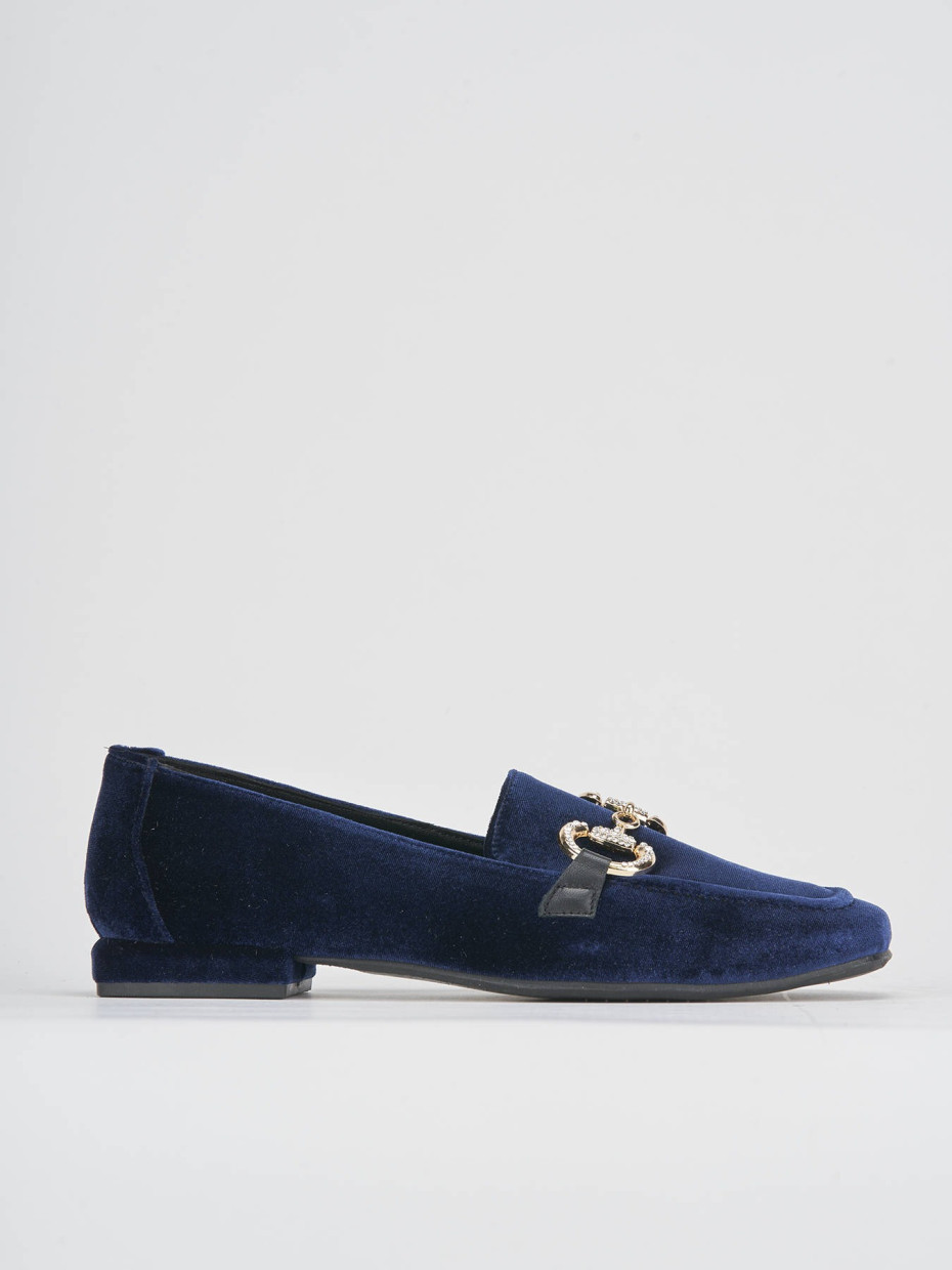 Loafers heel 1 cm blu velvet