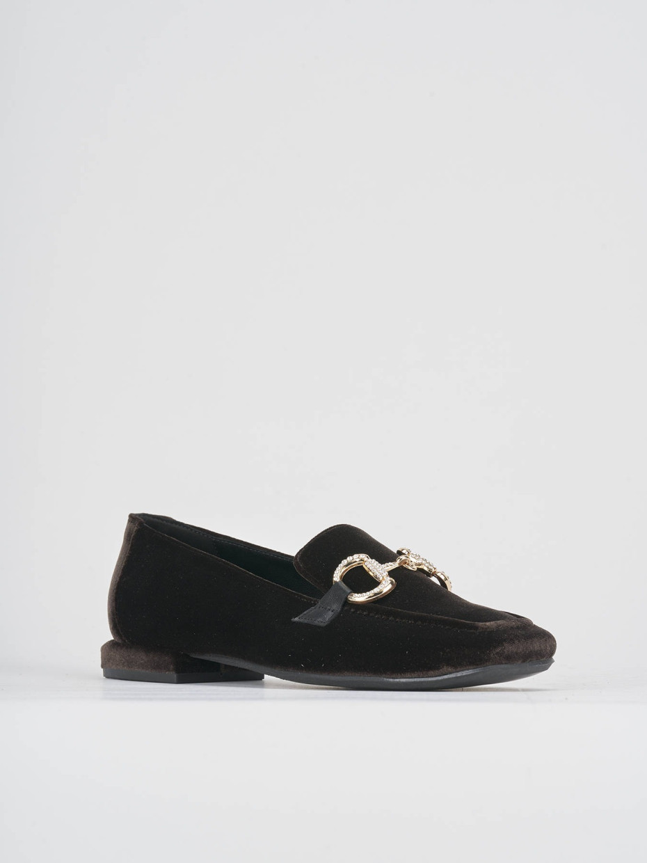 Loafers heel 1 cm dark brown velvet