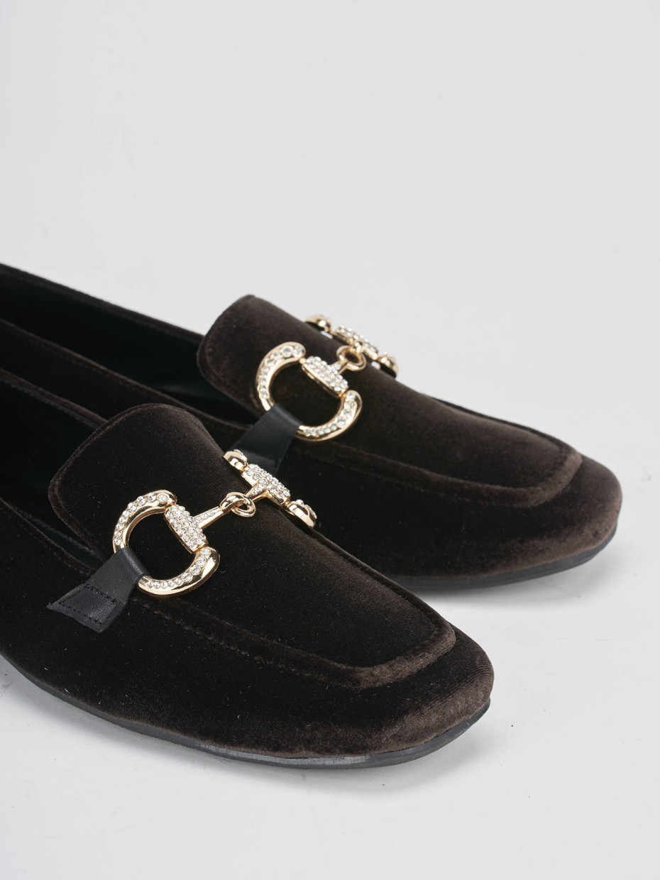 Loafers heel 1 cm dark brown velvet