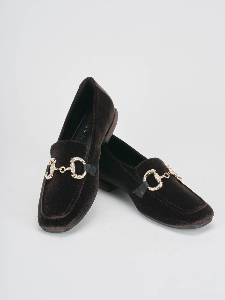 Loafers heel 1 cm dark brown velvet