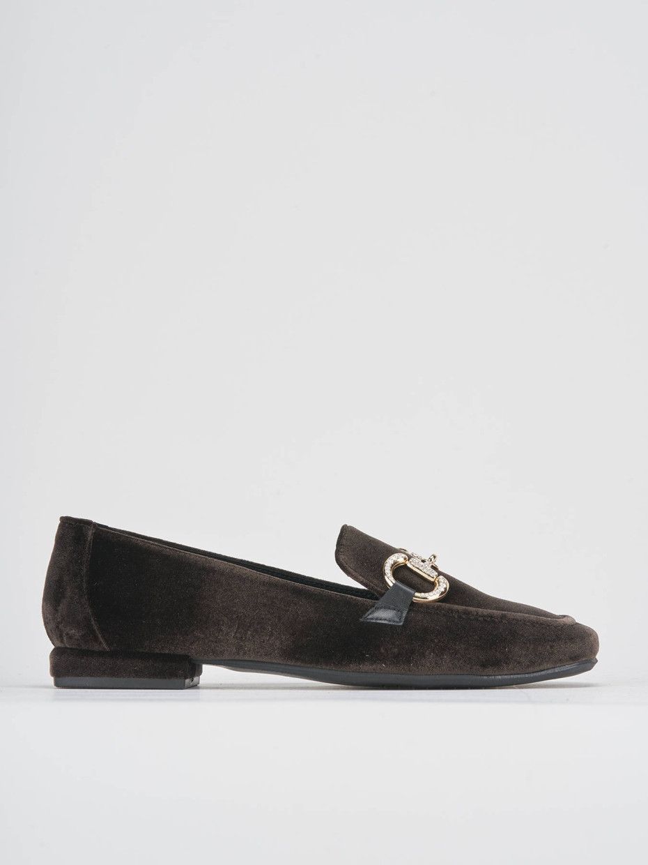 Loafers heel 1 cm dark brown velvet