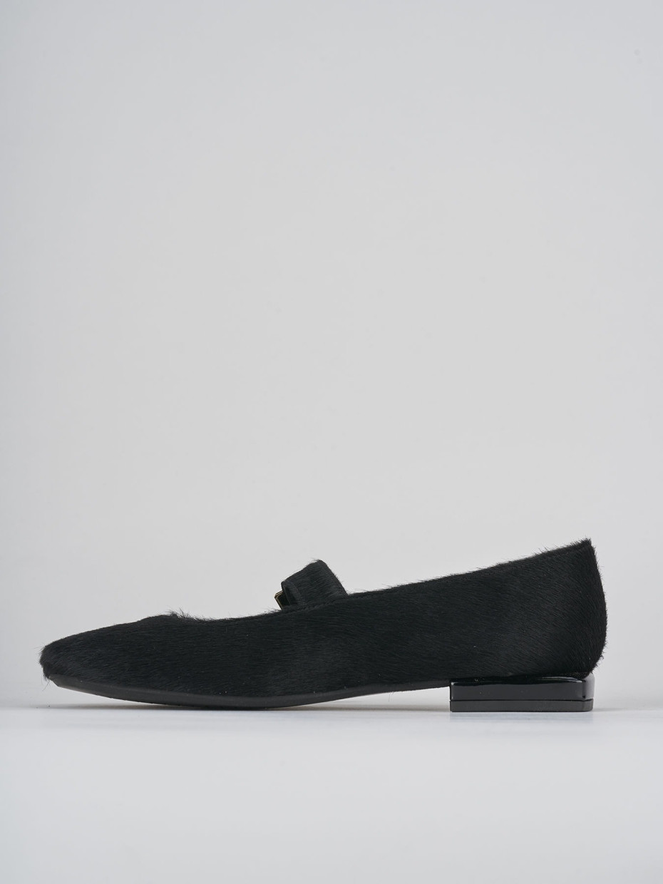 Ballerine tacco 1cm cavallino nero